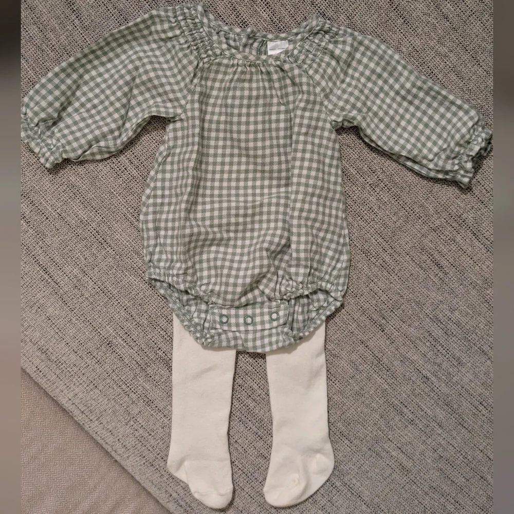 Green Checkered Kids Romper